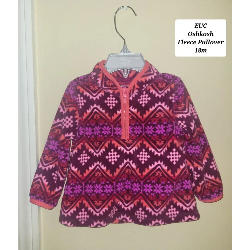 Oshkosh Fleece Pullover Size 18m Quarter-Zip Sweater EUC